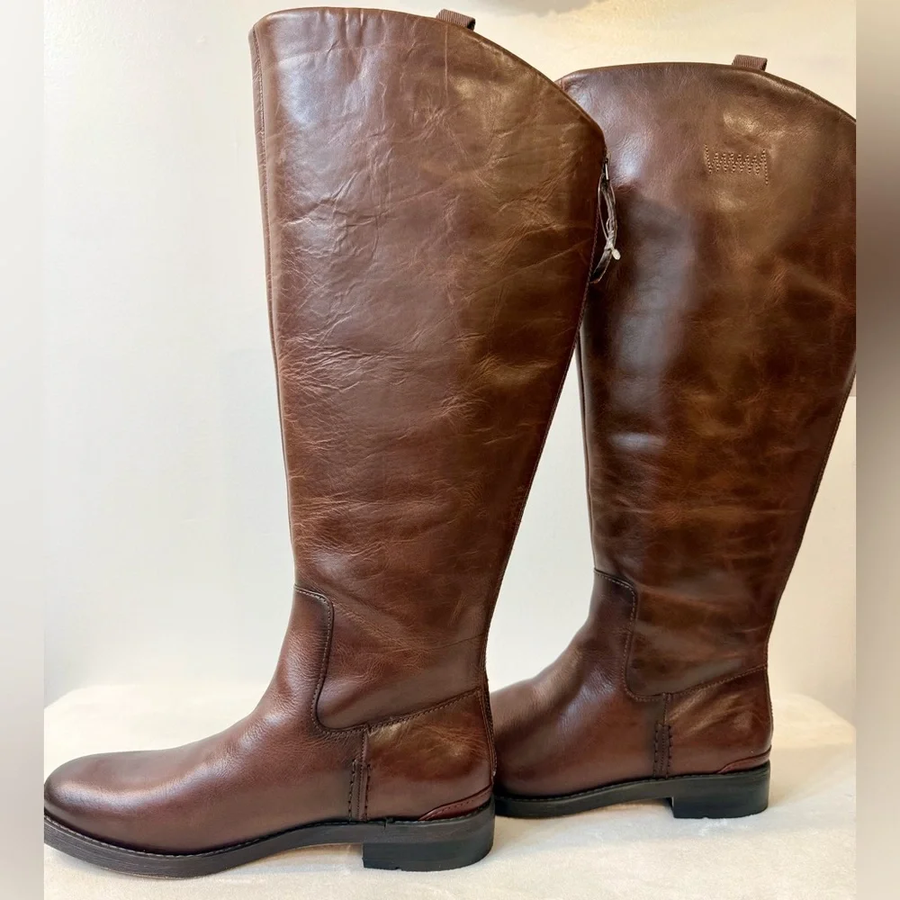 Franco Sarto Women’s Meyer Wide Calf Knee High Dark Brown Leather Boot Size 8.5 - Picture 5 of 15